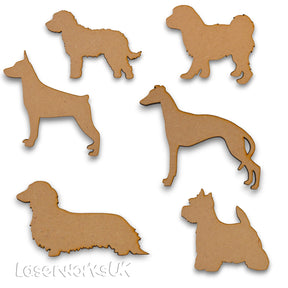 Wooden MDF Dog Craft Shapes - 60+ Breeds Available - Laserworksuk