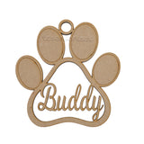 Dog Paw Christmas Bauble - Personalised Christmas Tree Decoration - LaserworksUK