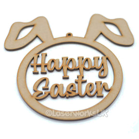 Happy Easter Hanging Sign - Easter Bunny Craft Shapes - LaserworksUK