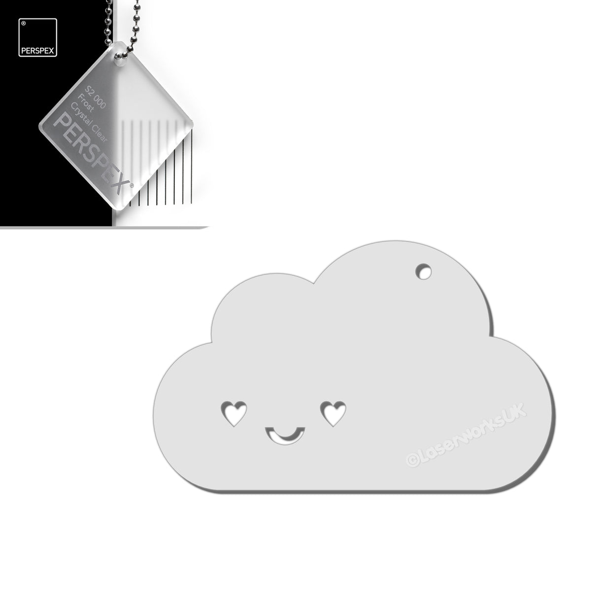 Custom Kawaii Happy Cloud Acrylic Keyring – 40+ Colours Available