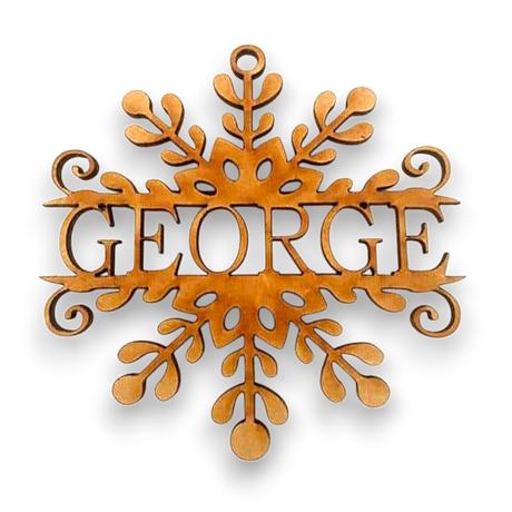 Personalised Snowflake Christmas Tree Bauble - With Hanging Hole - LaserworksUK