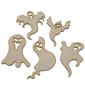 5x Halloween Spooky Ghosts, Laser Cut MDF Shapes - LaserworksUK