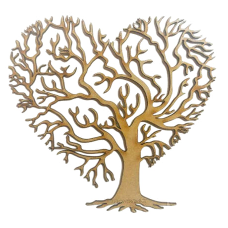 Family Tree Heart Shape 3 x Trees Short Roots Tr12 - LaserworksUK