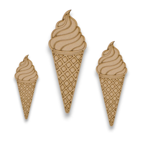 Ice Cream Cone Wooden Cutout - Summer Crafts - LaserworksUK