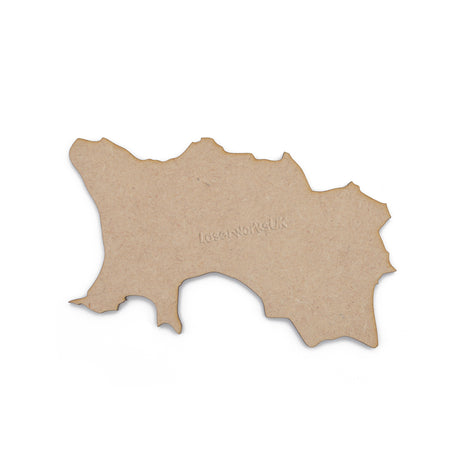 Wooden Jersey Map Outline Shape - LaserworksUK