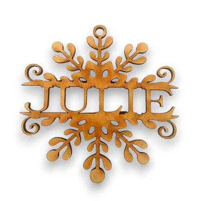Personalised Snowflake Christmas Tree Bauble - With Hanging Hole - LaserworksUK