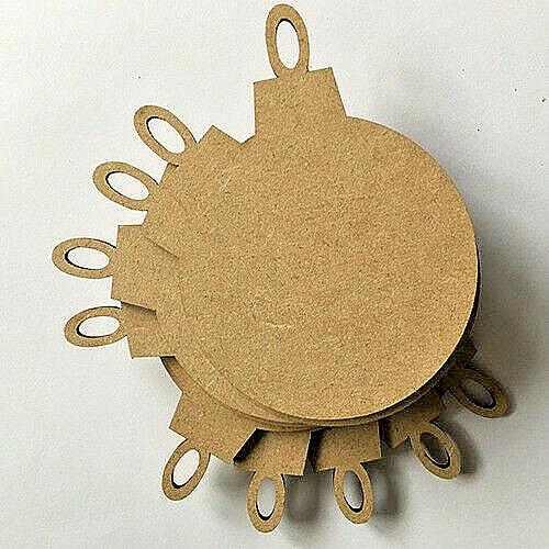 10 x Wooden MDF Round Baubles Christmas Tree Hanging Blank Balls Decorations - LaserworksUK