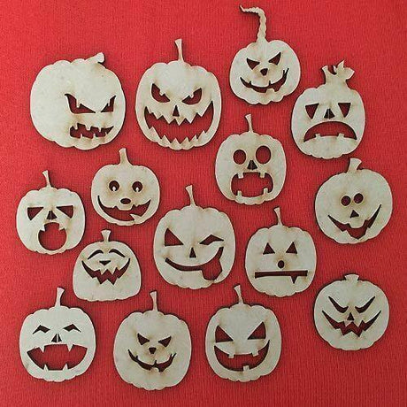 15 x Halloween Pumpkins Mixture of Scary face Shapes - Laserworksuk