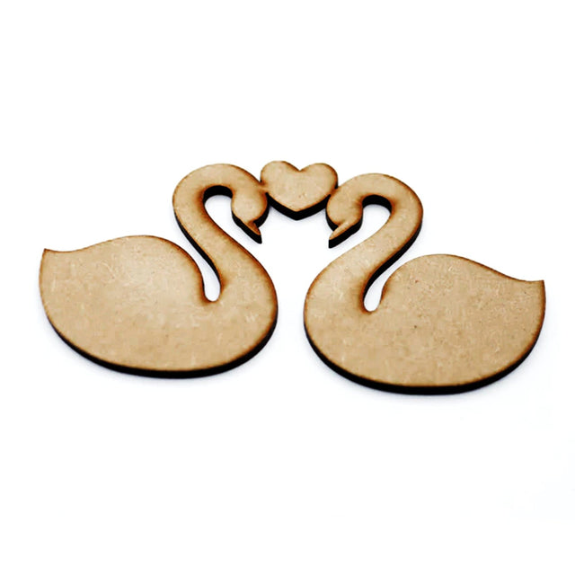 2 Swans with love Heart - MDF Craft Shapes - Laserworksuk