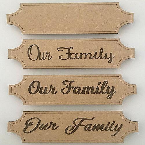 3pk Engraved 'Our Family' MDF Plaques | LaserworksUK