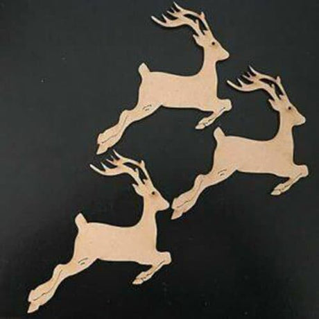 3 x Wooden Mdf Christmas Reindeer Shapes - LaserworksUK