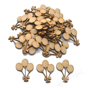 36 x Wooden MDF Birthday Balloon Craft Shapes - LaserworksUK