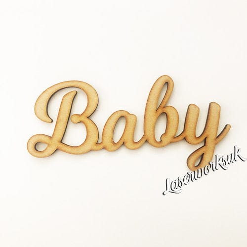3x Baby Script Words - MDF Baby Name - Wooden Words - Laserworksuk