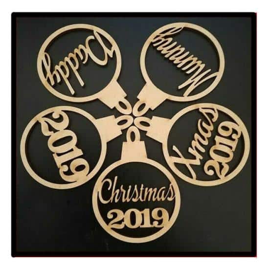 4 Personalised Named Baubles - Christmas Tree Decorations - Laserworksuk