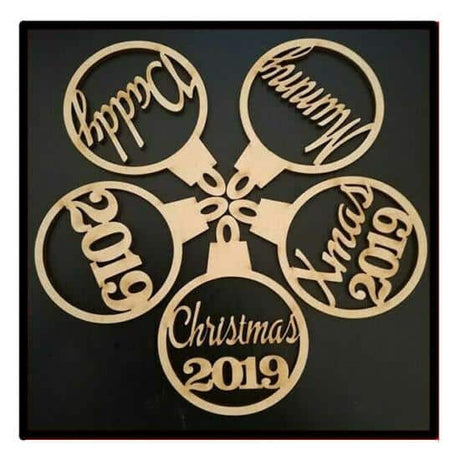 4 Personalised Named Baubles - Christmas Tree Decorations - Laserworksuk