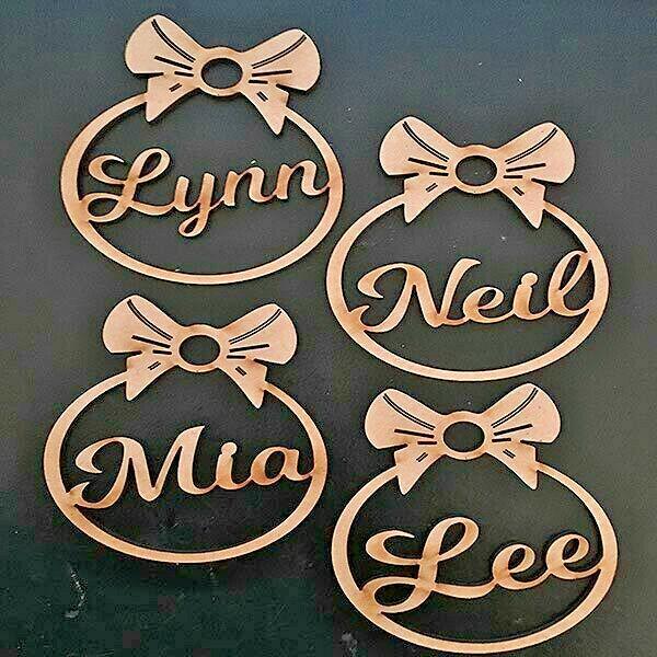 4 x Personalised Christmas Tree Bow Style Decoration Baubles - LaserworksUK
