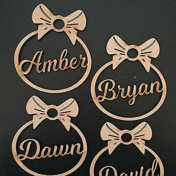 4 x Personalised Christmas Tree Bow Style Decoration Baubles - LaserworksUK