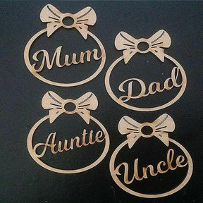 4 x Personalised Christmas Tree Bow Style Decoration Baubles - LaserworksUK
