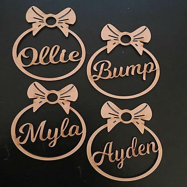 4 x Personalised Christmas Tree Bow Style Decoration Baubles - LaserworksUK