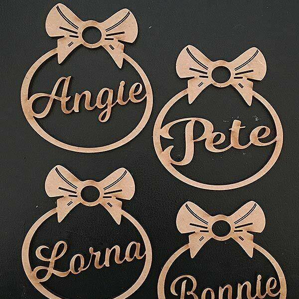 4 x Personalised Christmas Tree Bow Style Decoration Baubles - LaserworksUK