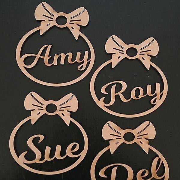 4 x Personalised Christmas Tree Bow Style Decoration Baubles - LaserworksUK