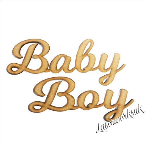 Baby Boy Script Words - MDF Wooden Words - Laserworksuk