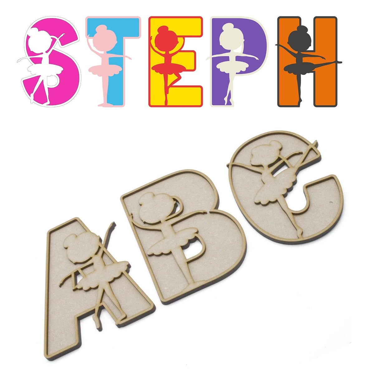 3D Layered Ballerina Alphabet Letters | 3mm Medite MDF | LaserworksUK