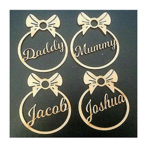 Bow Shape Christmas Bauble - Personalised With Name - LaserworksUK