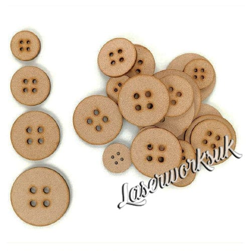 Button MDF Craft Shapes -Wooden Button Blank, Tags, - Laserworksuk