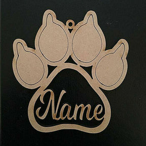 Cat Paw Shaped Baubles - Personalised Names - LaserworksUK