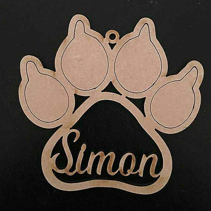 Cat Paw Shaped Baubles - Personalised Names - Laserworksuk