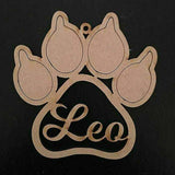Cat Paw Shaped Baubles - Personalised Names - Laserworksuk