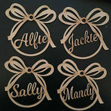Christmas Tree Baubles Personalised Decorations Wooden Presen gift tags Xmas - Laserworksuk