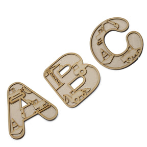 Construction Theme Alphabet Letters - Full Set Available - LaserworksUK