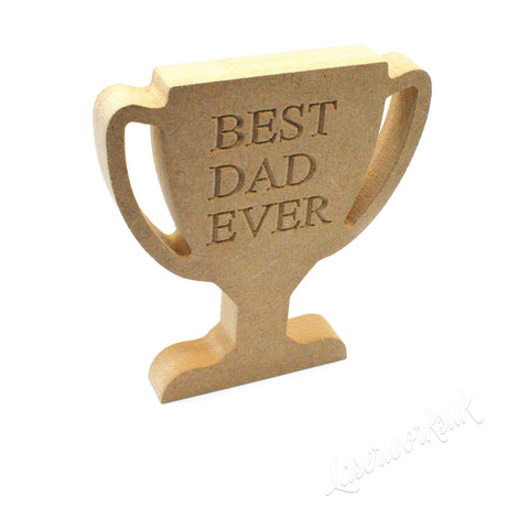 Laserworksuk Craft Wood & Shapes Freestanding Best Dad Trophy 18mm MDF - Fathers Day Gift