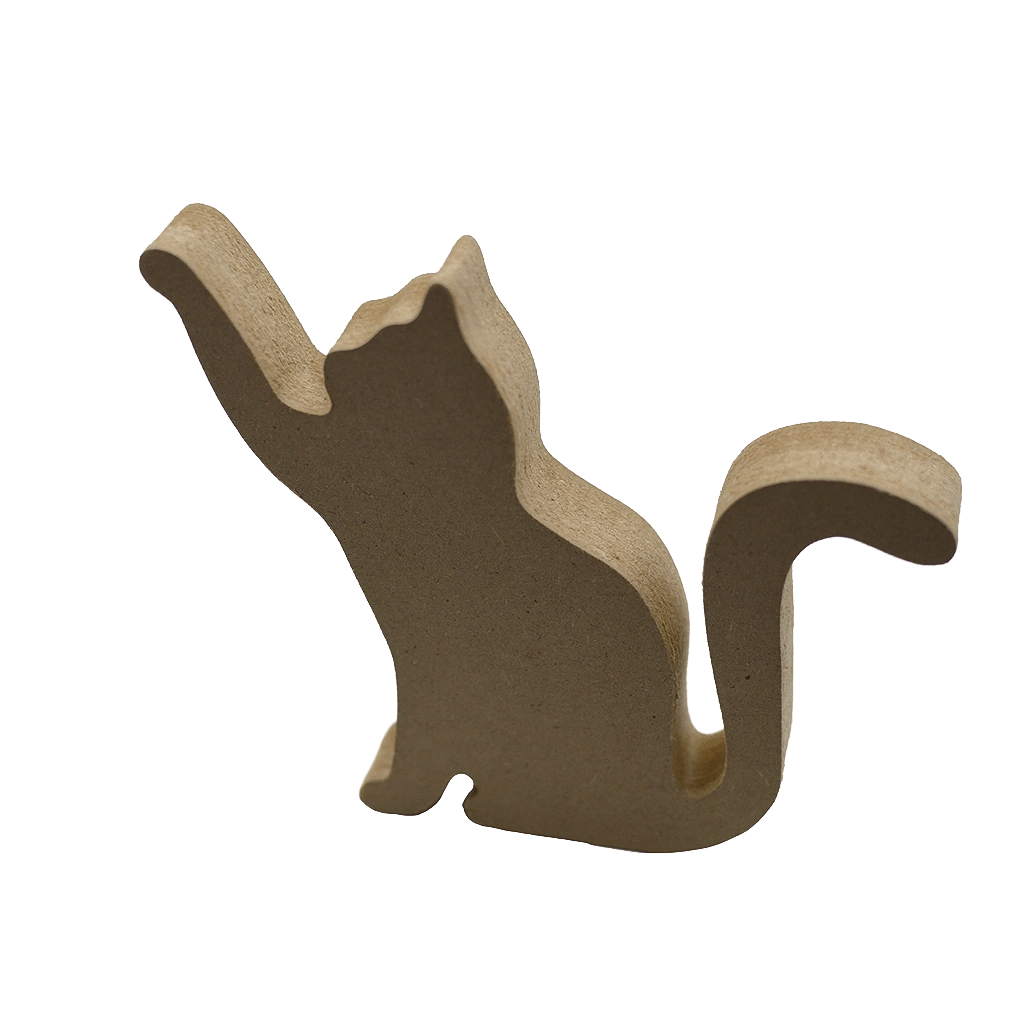 Freestanding Cat Playing 18mm MDF Wooden Craft Shape - Laserworksuk