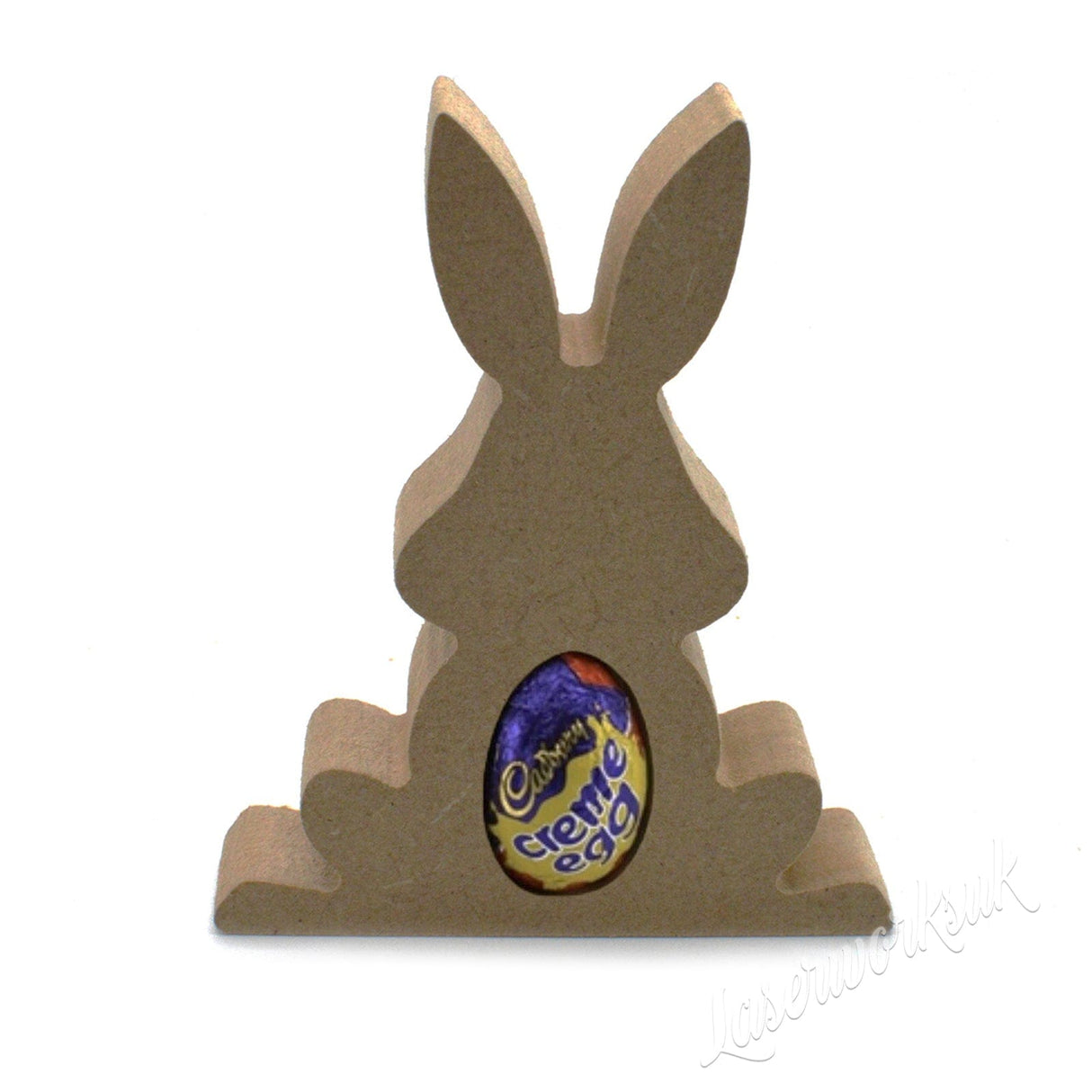 Laserworksuk Freestanding Easter Bunny Chocolate Egg Holder - Sitting Rabbit Shapes
