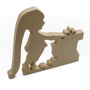 Freestanding Elf Pushing Christmas Present Shapes - Laserworksuk