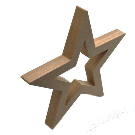 Laserworksuk Star Freestanding Hollow Star Outline Shapes 18mm MDF Wood - Nursery Décor