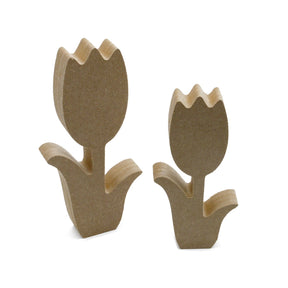 Freestanding Spring Tulip Shape - MDF Wooden Flowers - Laserworksuk