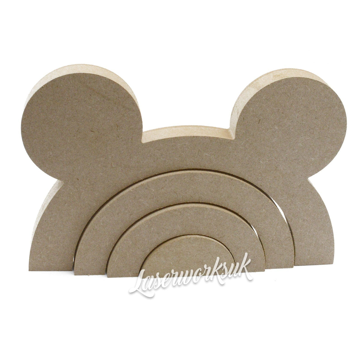 Freestanding Stacking Rainbow With Mouse Ears -18mm MDF Nursery Décor - Laserworksuk