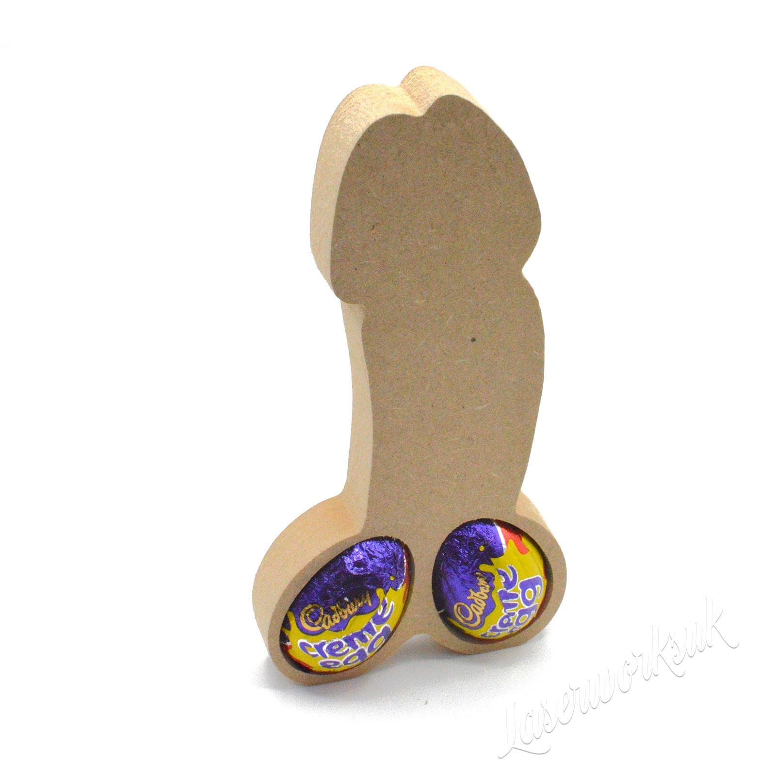 Personalised Wooden Willy Creme Egg Chocolate Holder – Funny Joke Easter Gift – Handmade UK – 18x10x0.3cm