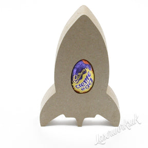 Freestanding Wooden Rocket Chocolate Egg Holder - Laserworksuk