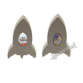 Freestanding Wooden Rocket Chocolate Egg Holder - Laserworksuk