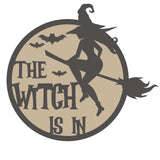 Halloween Flying Witch Layered Door Sign - Laserworksuk