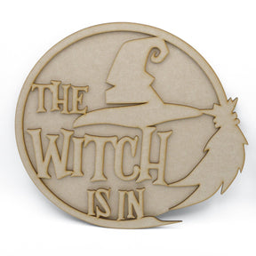 Halloween The Witch Is In Sign - Wooden 3D Layered Door Hanger - LaserworksUK