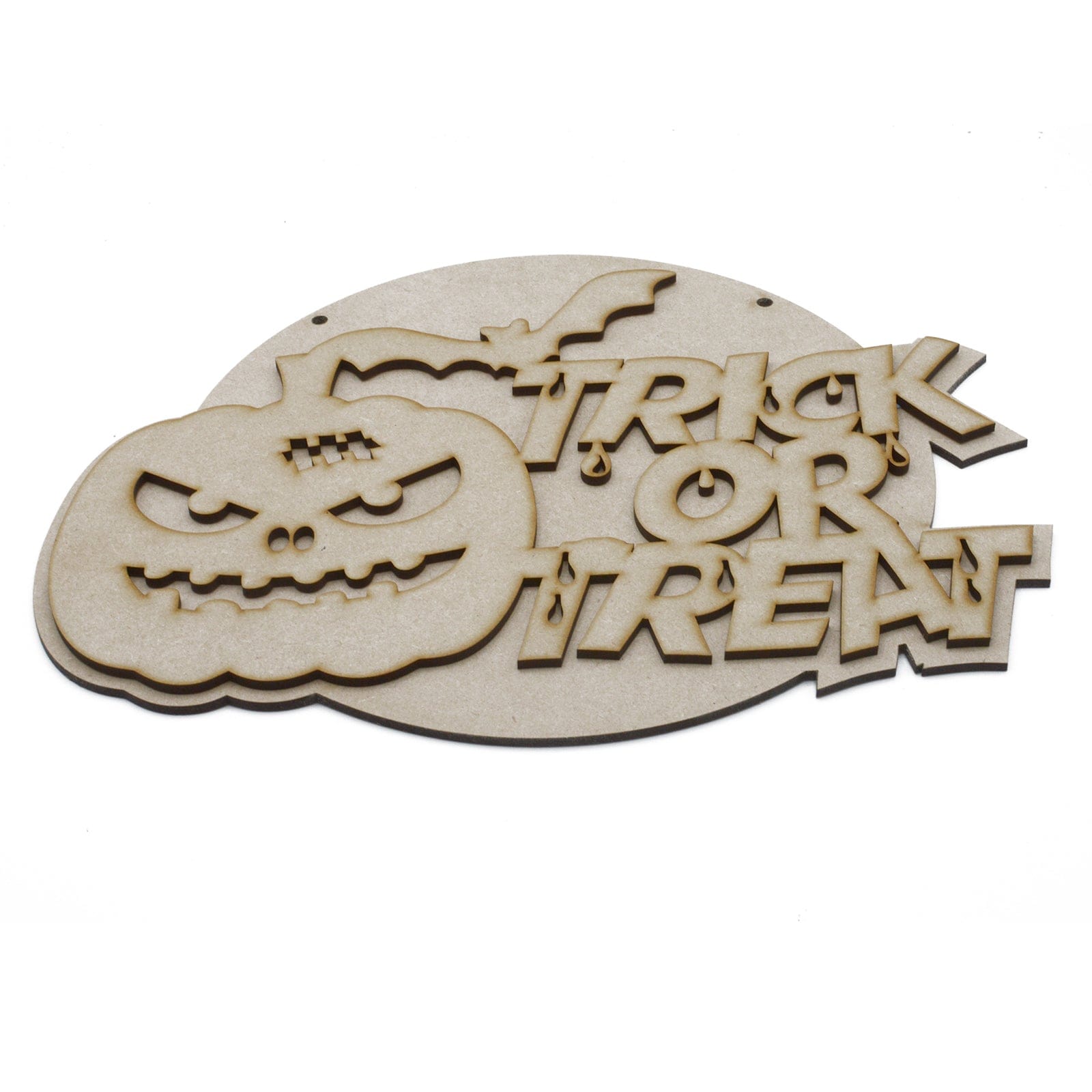 Halloween Trick or Treat - Wooden 2 Layered Door Hanger - LaserworksUK