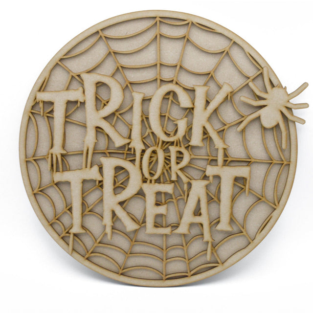 Halloween Trick or Treat - Wooden 3D Layered Door Hanger - Laserworksuk