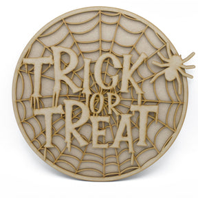 Halloween Trick or Treat - Wooden 3D Layered Door Hanger - LaserworksUK