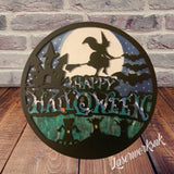 Happy Halloween Layered Door Sign - Wooden 3D Plaque - Laserworksuk